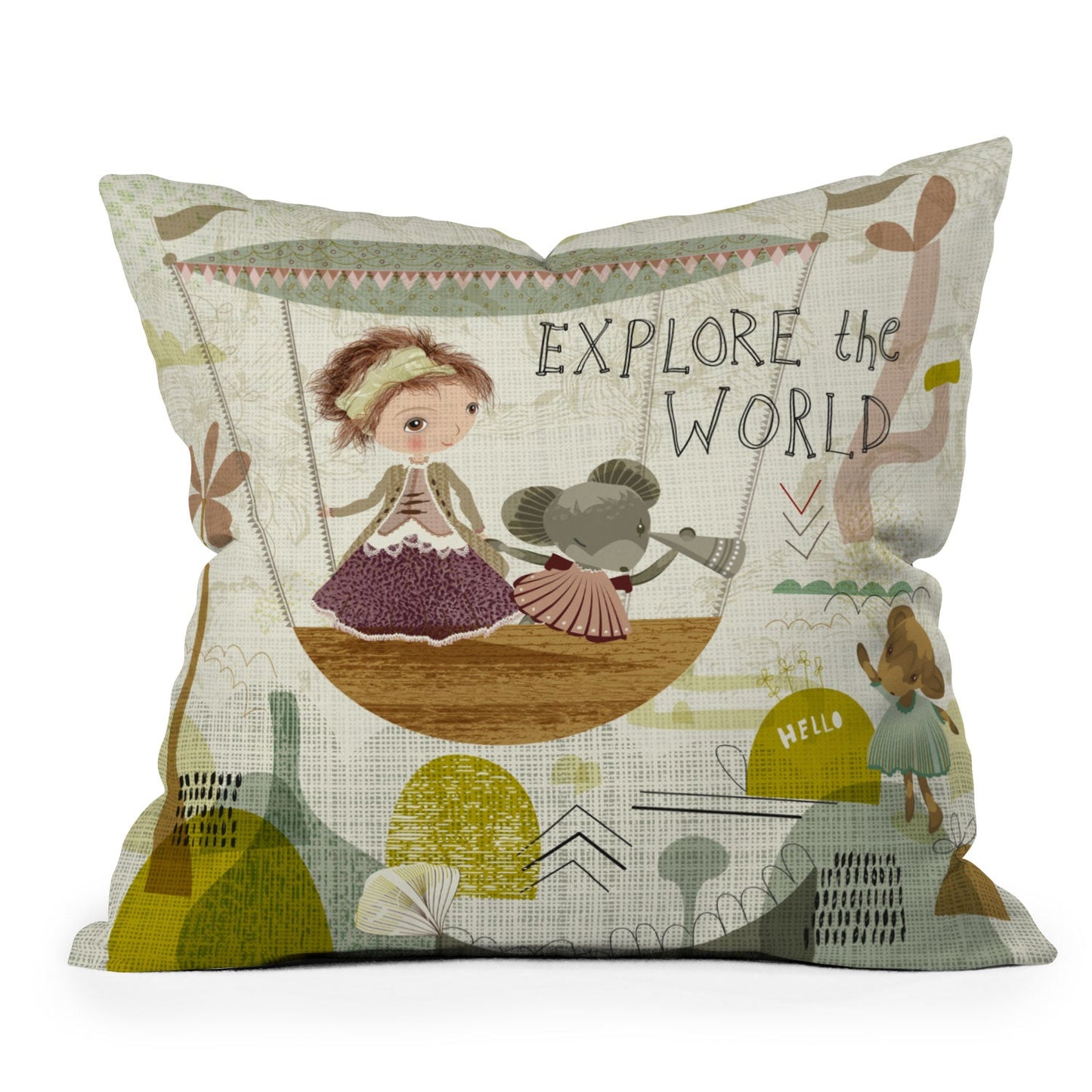 Sabine Reinhart Explore the World Throw Pillow