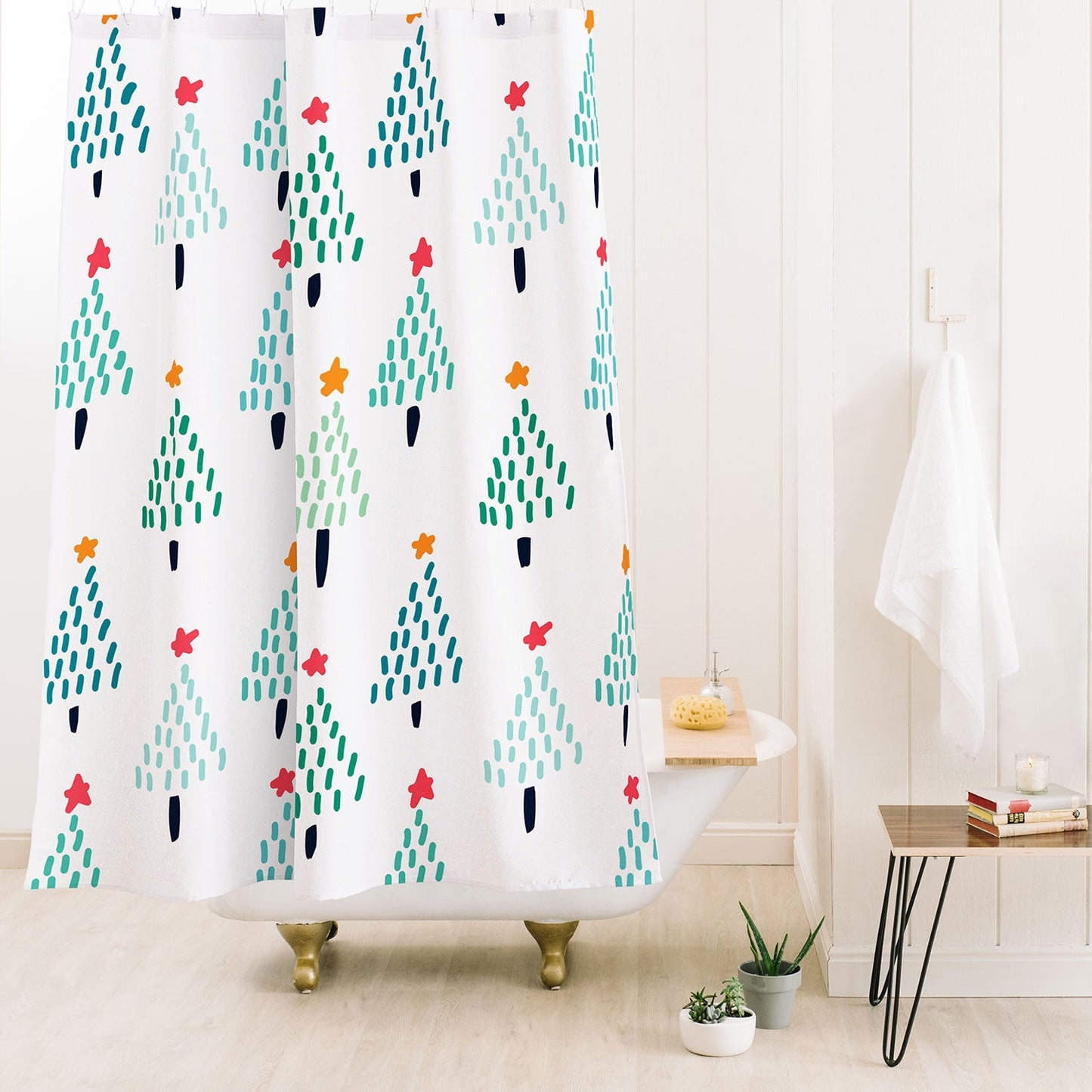 Sam Osborne Dotty Christmas Trees Polar Shower Curtain