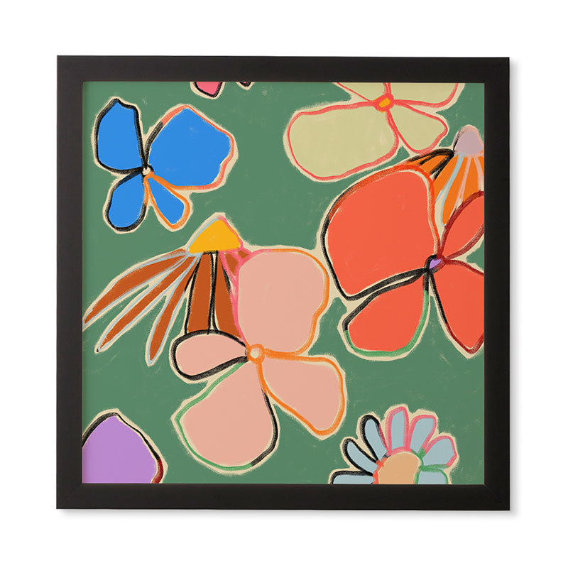 sandrapoliakov VINTAGE GARDEN GREEN Framed Wall Art