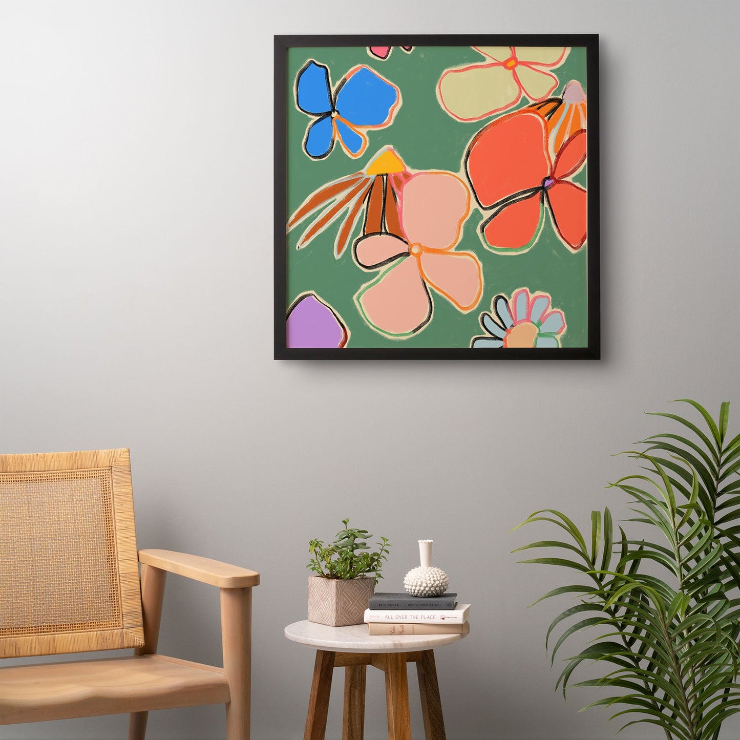 sandrapoliakov VINTAGE GARDEN GREEN Framed Wall Art