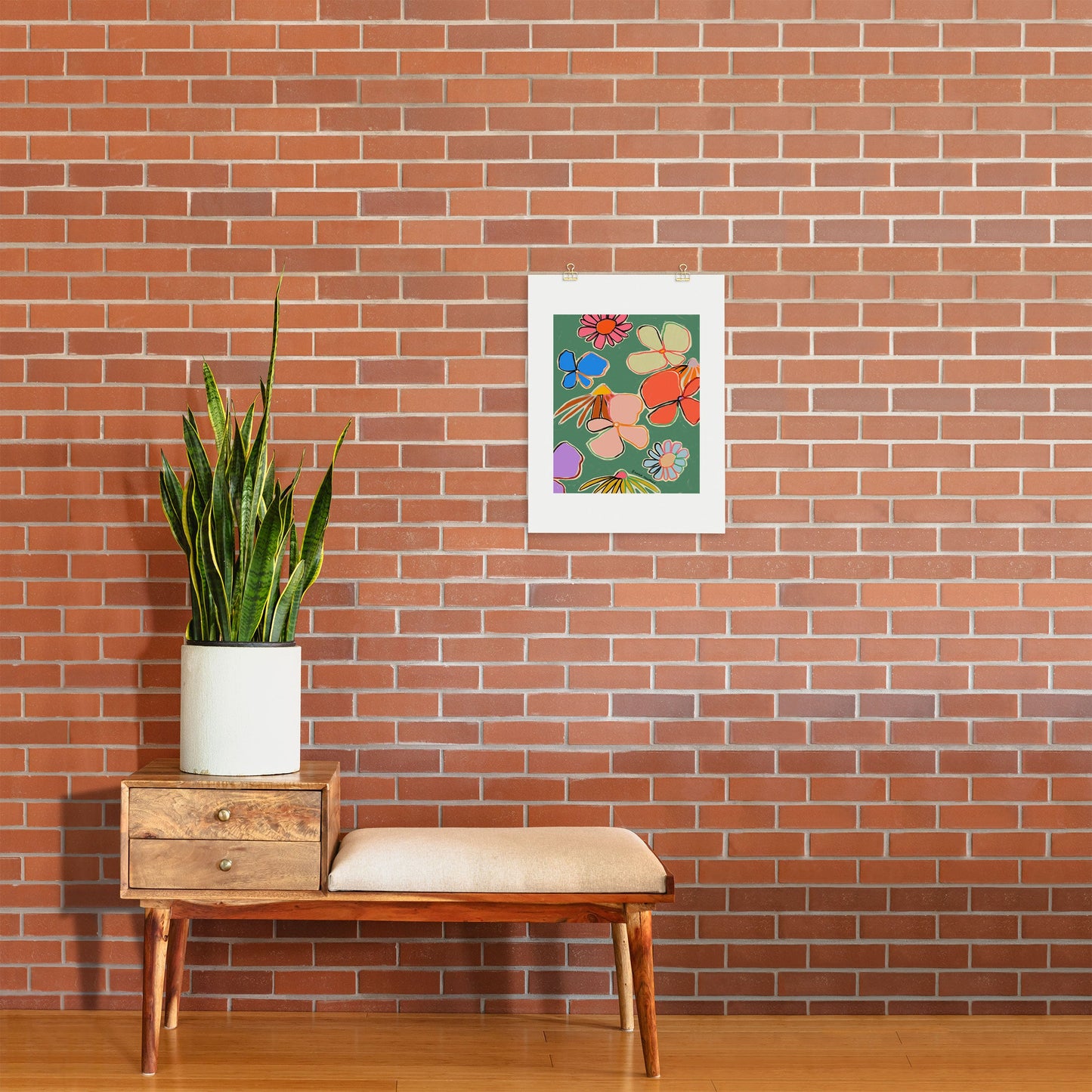 sandrapoliakov VINTAGE GARDEN GREEN Art Print