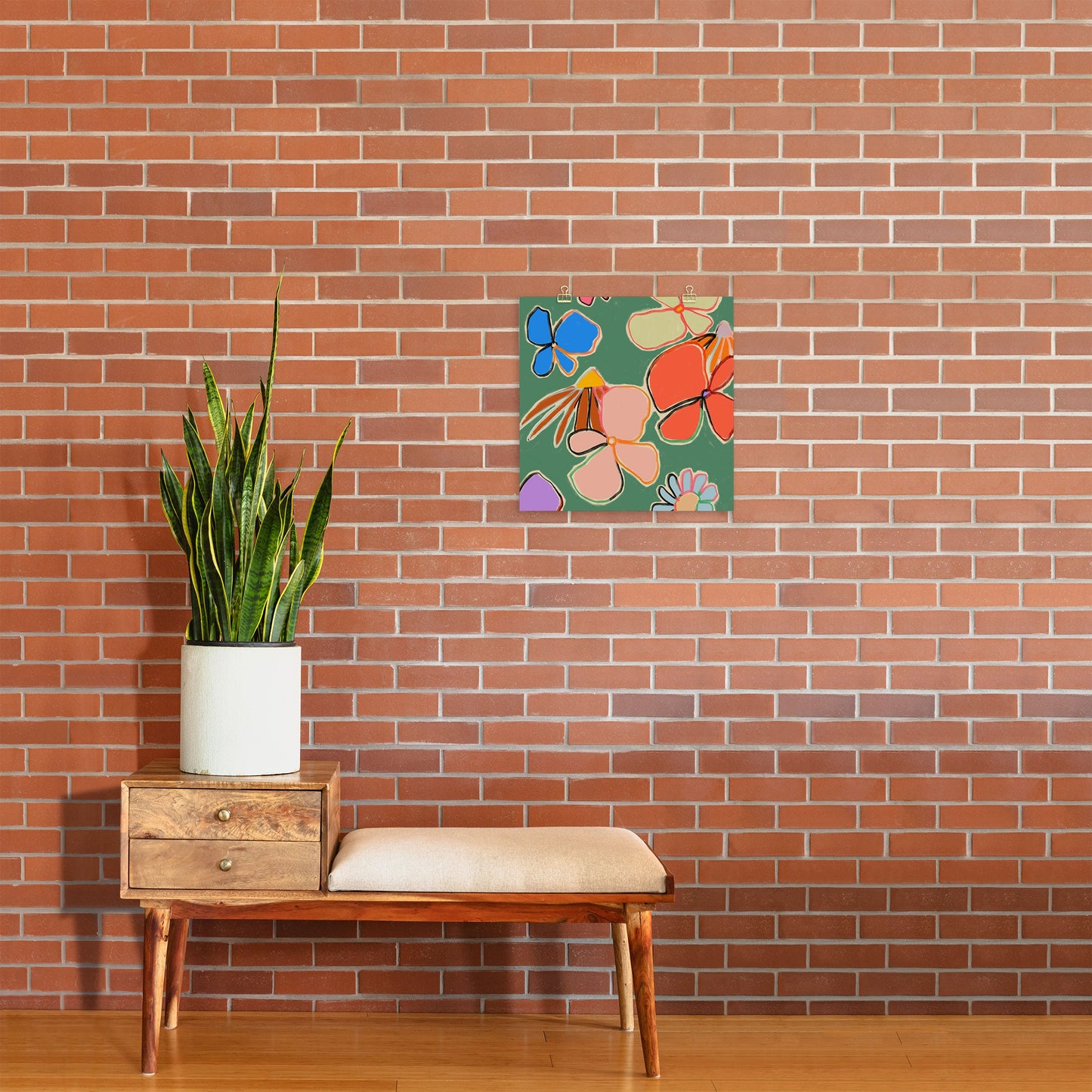 sandrapoliakov VINTAGE GARDEN GREEN Art Print