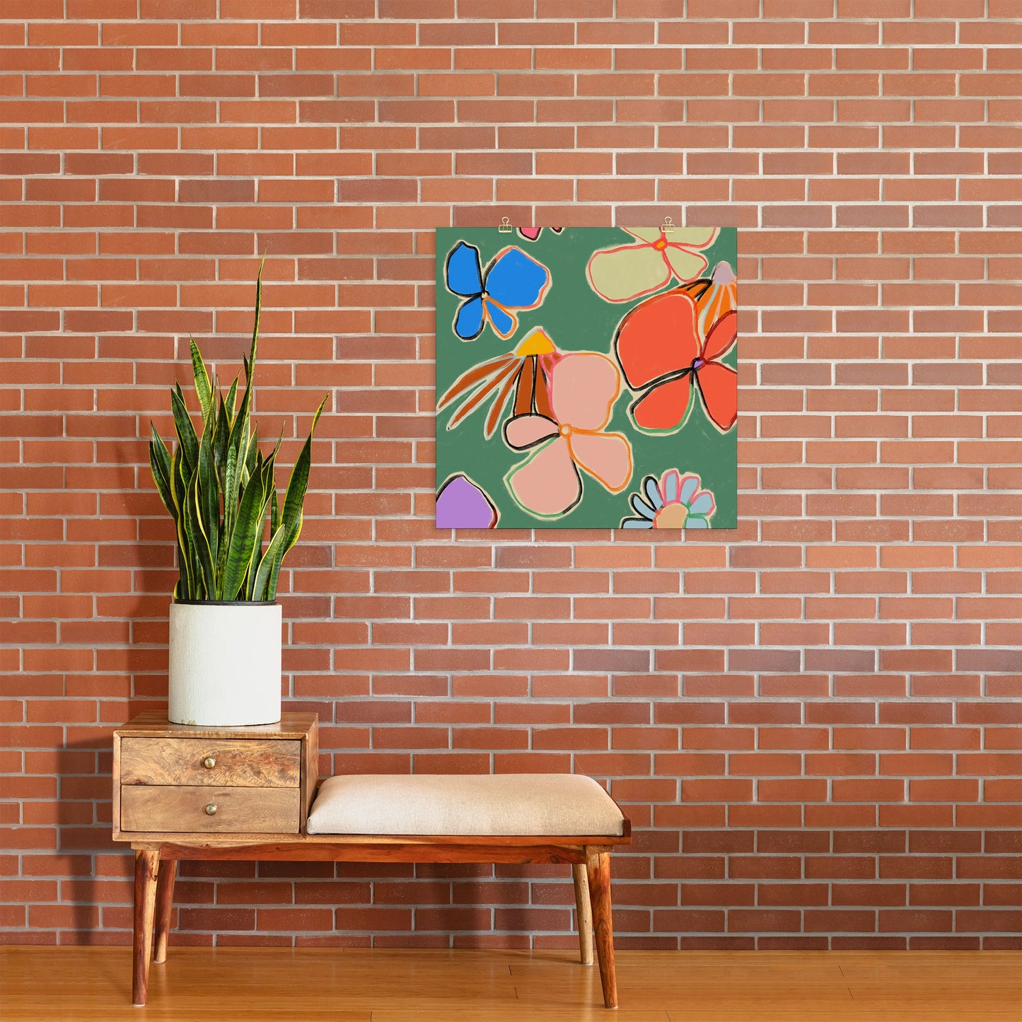 sandrapoliakov VINTAGE GARDEN GREEN Art Print