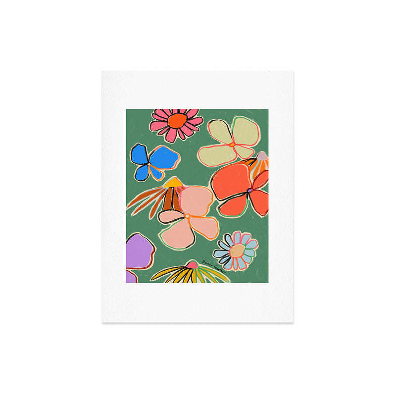 sandrapoliakov VINTAGE GARDEN GREEN Art Print