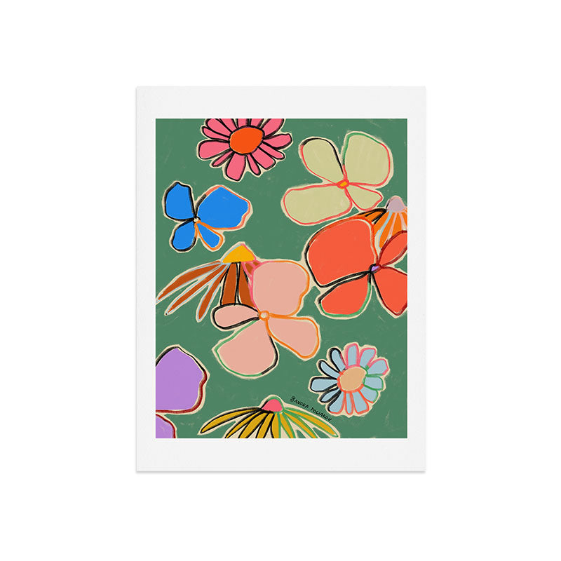 sandrapoliakov VINTAGE GARDEN GREEN Art Print