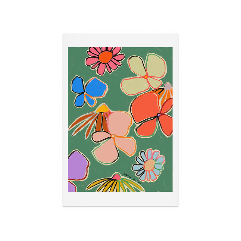 sandrapoliakov VINTAGE GARDEN GREEN Art Print