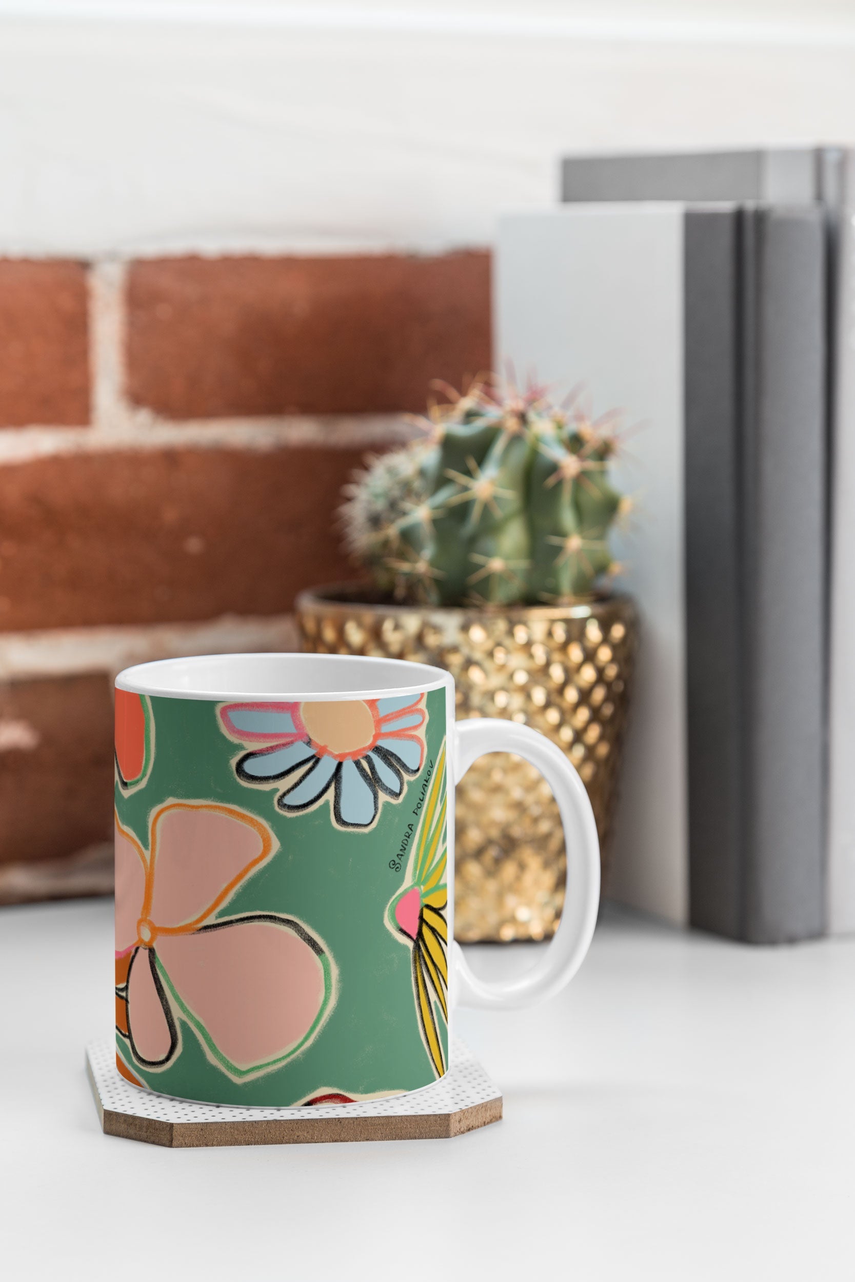 sandrapoliakov VINTAGE GARDEN GREEN Coffee Mug