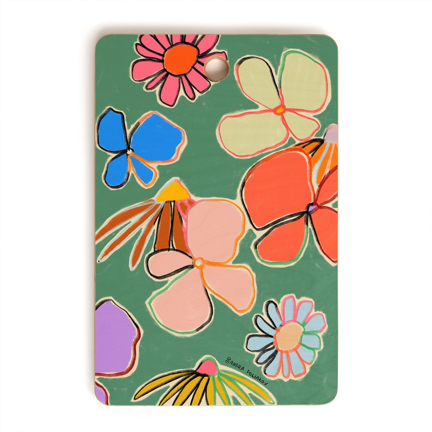 sandrapoliakov VINTAGE GARDEN GREEN Cutting Board Rectangle