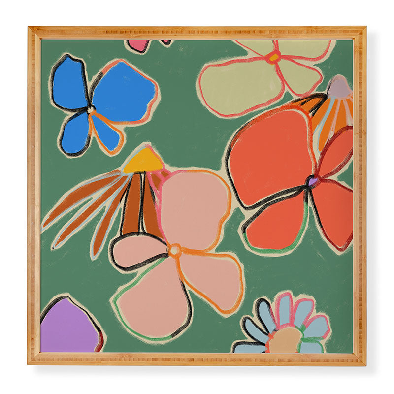 sandrapoliakov VINTAGE GARDEN GREEN Framed Wall Art