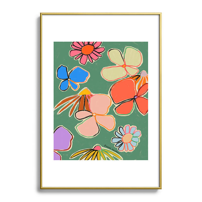 sandrapoliakov VINTAGE GARDEN GREEN Metal Framed Art Print