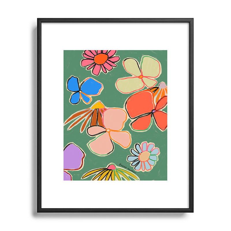 sandrapoliakov VINTAGE GARDEN GREEN Metal Framed Art Print