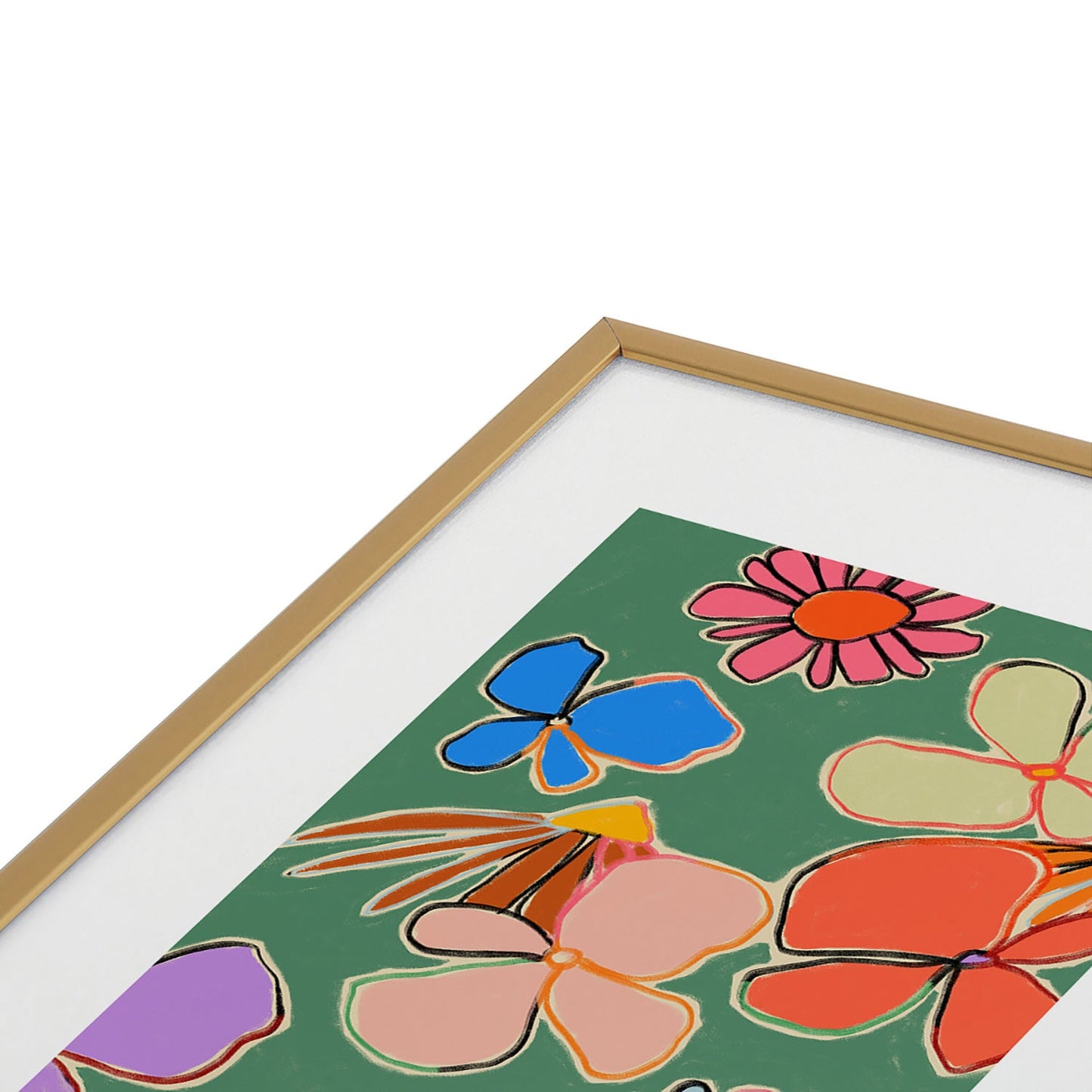 sandrapoliakov VINTAGE GARDEN GREEN Metal Framed Art Print