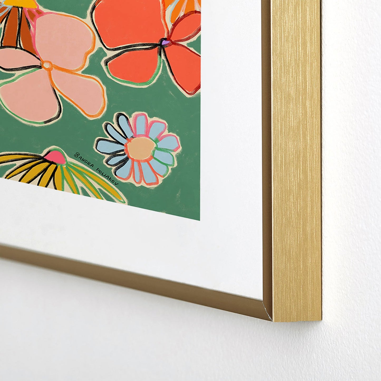 sandrapoliakov VINTAGE GARDEN GREEN Metal Framed Art Print