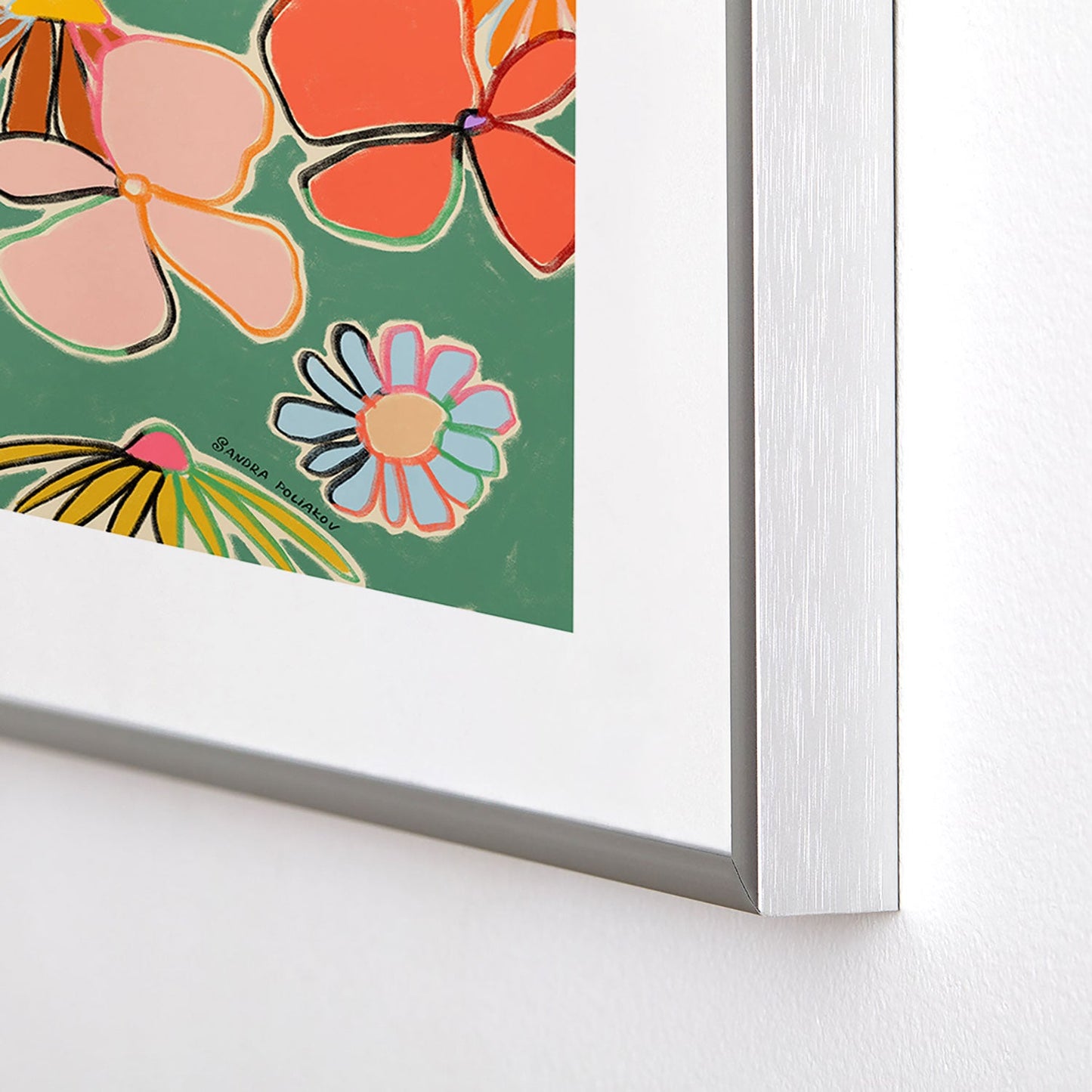 sandrapoliakov VINTAGE GARDEN GREEN Metal Framed Art Print