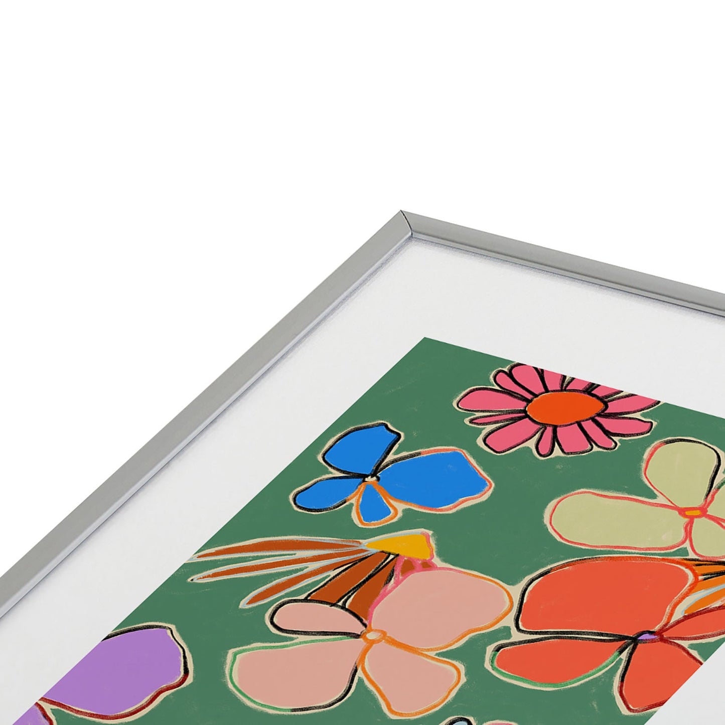 sandrapoliakov VINTAGE GARDEN GREEN Metal Framed Art Print