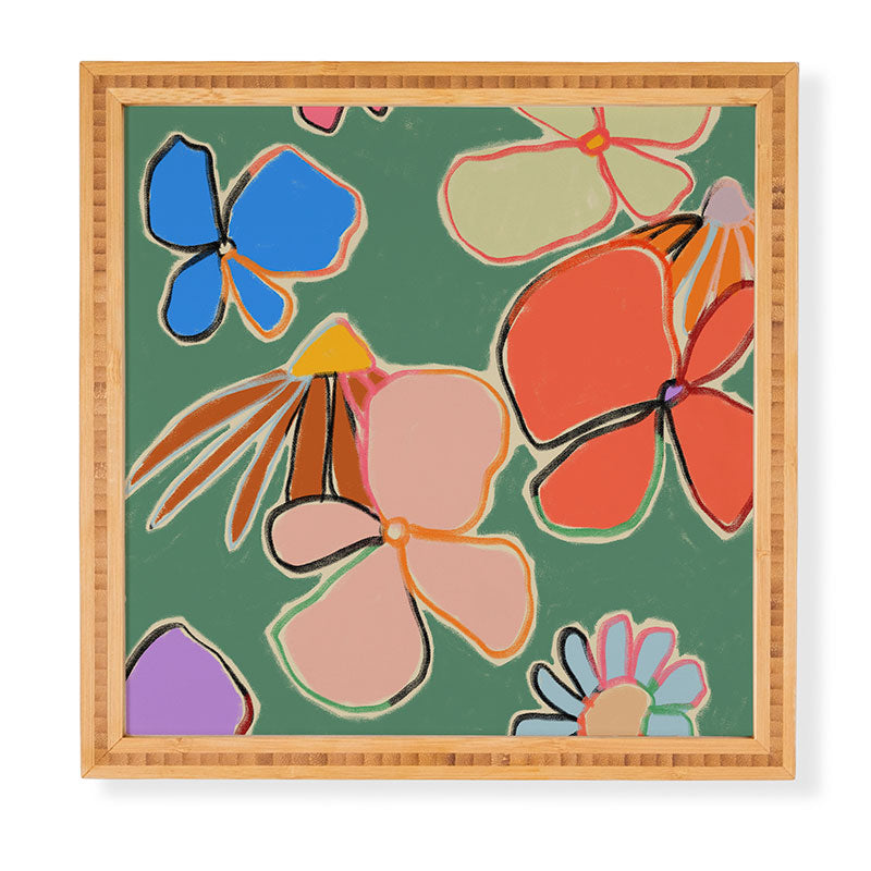 sandrapoliakov VINTAGE GARDEN GREEN Framed Wall Art
