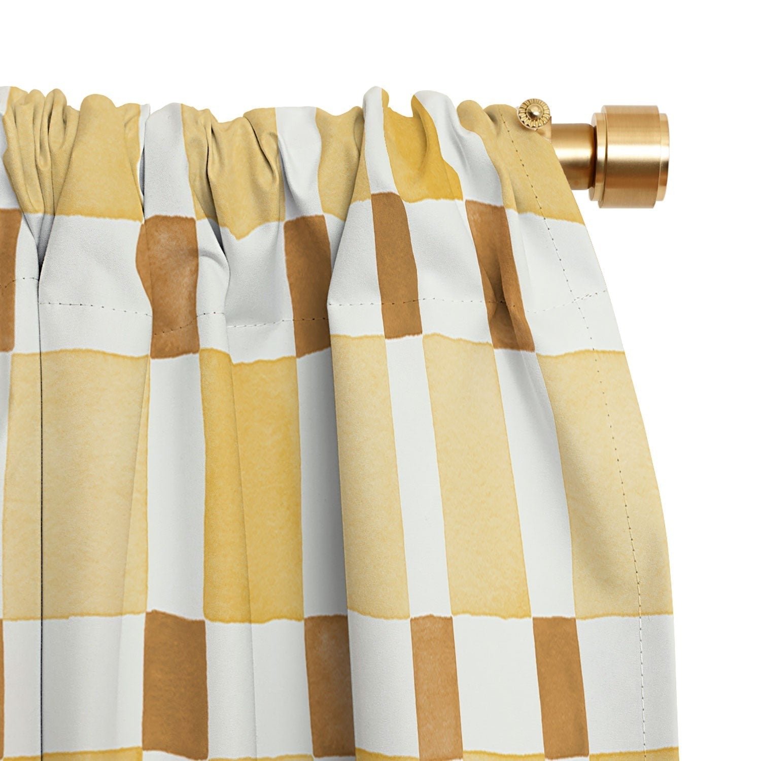 Ninola Design Everyday Artifact Checker Mosaic Tiles Geometry Yellow Blackout Window Curtain