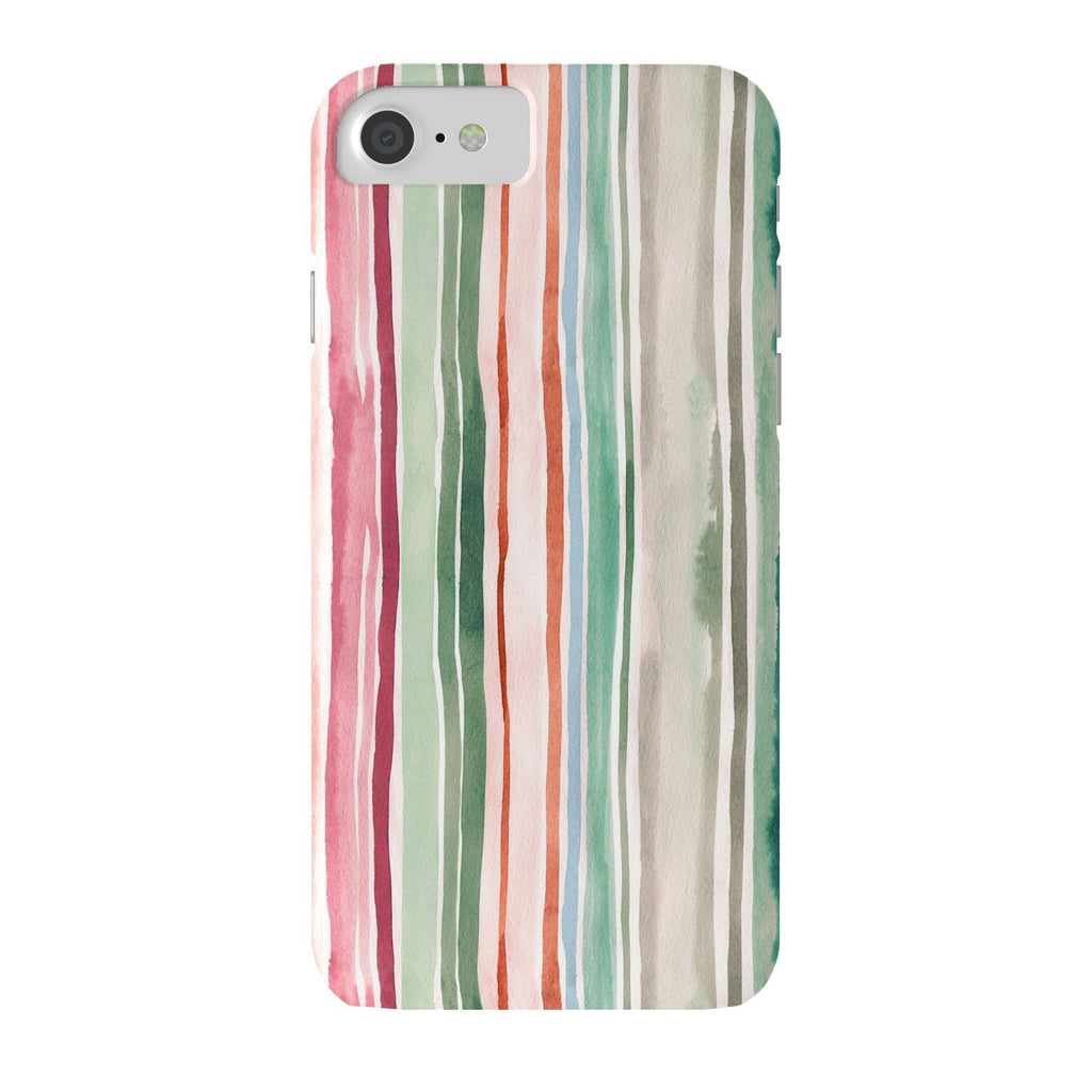 Ninola Design Botanic Retreat Watercolor Stripes Green Orange Red Phone Case