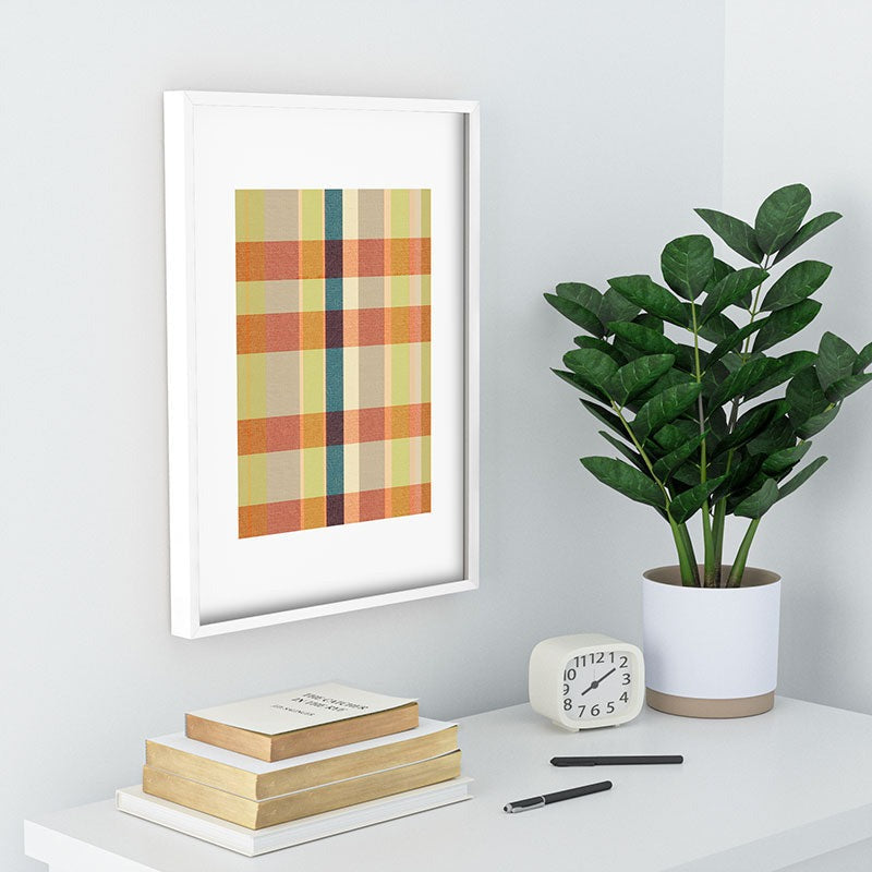 Marta Barragan Camarasa Retro Picnic Plaid Warm Tones Recessed Framing Rectangle