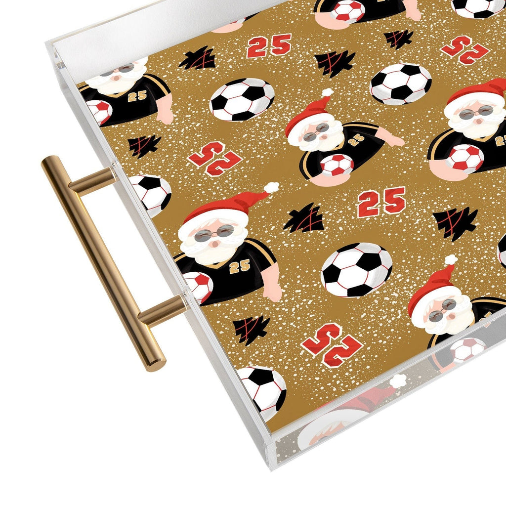 Design by Spark Sporty Soccer Santa Holiday Acrylic Tray