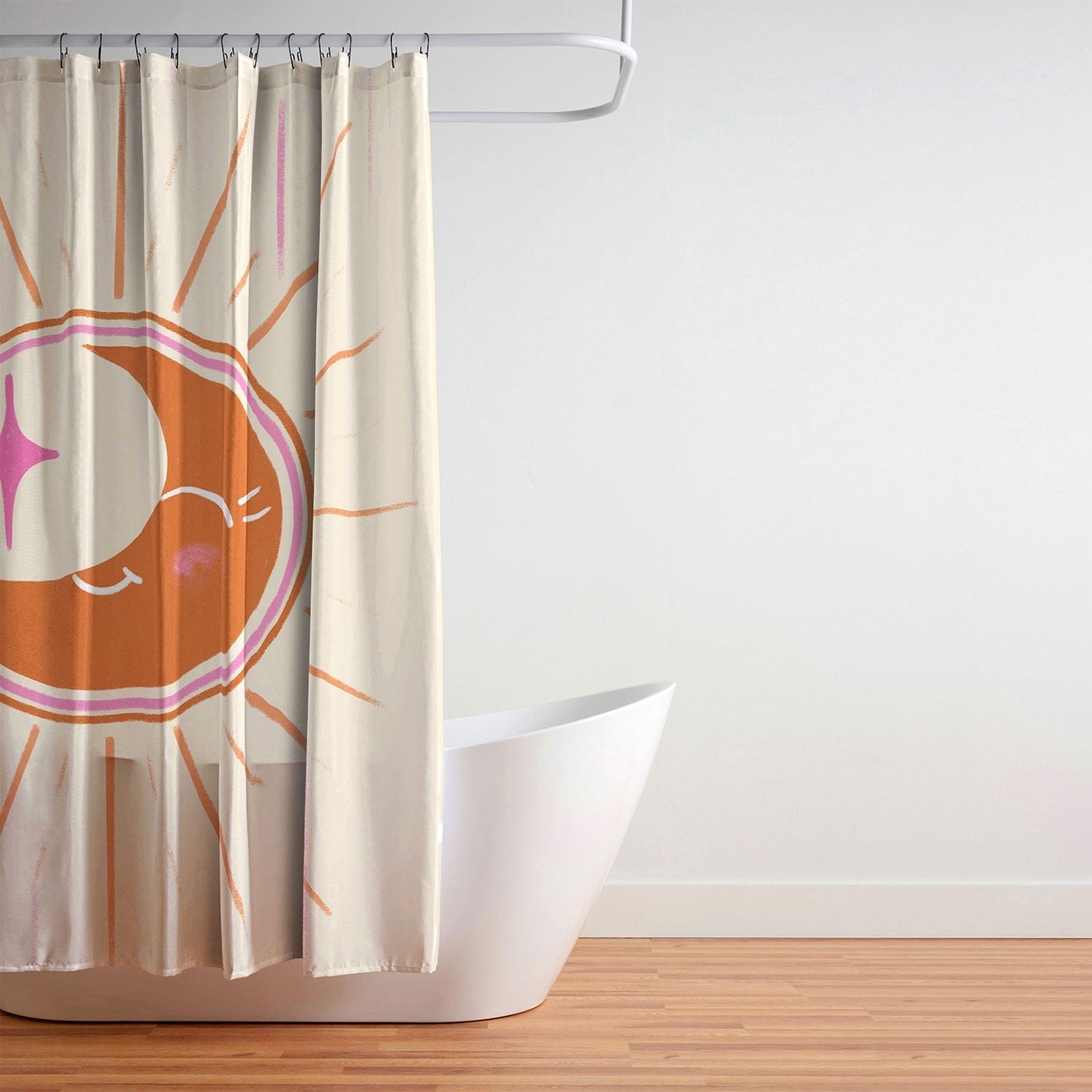 Little Om Celestial Moon cream Shower Curtain