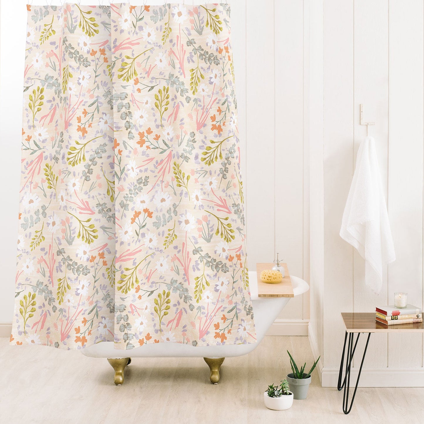 Schatzi Brown Mallory Floral Sand Shower Curtain
