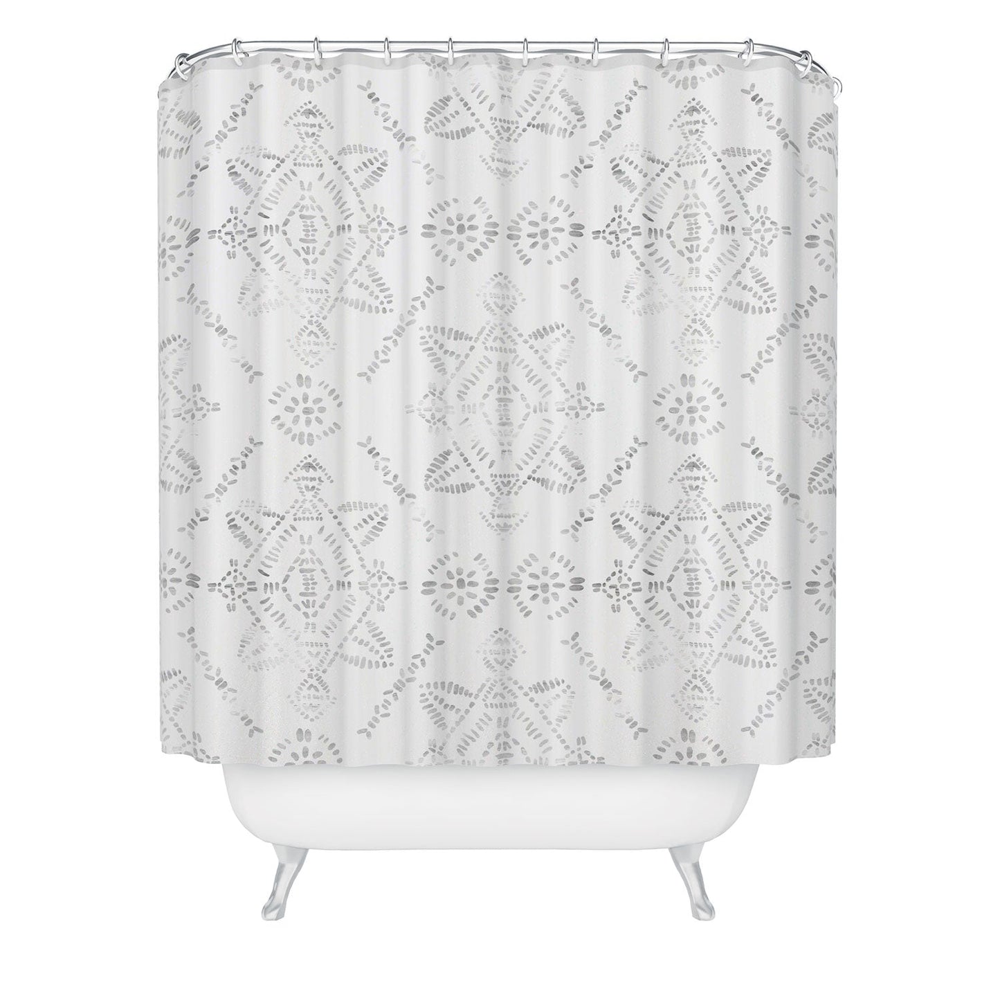 Schatzi Brown Reeve Pattern White Shower Curtain