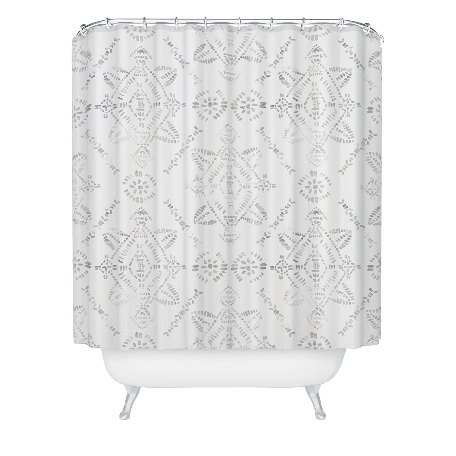 Schatzi Brown Reeve Pattern White Shower Curtain