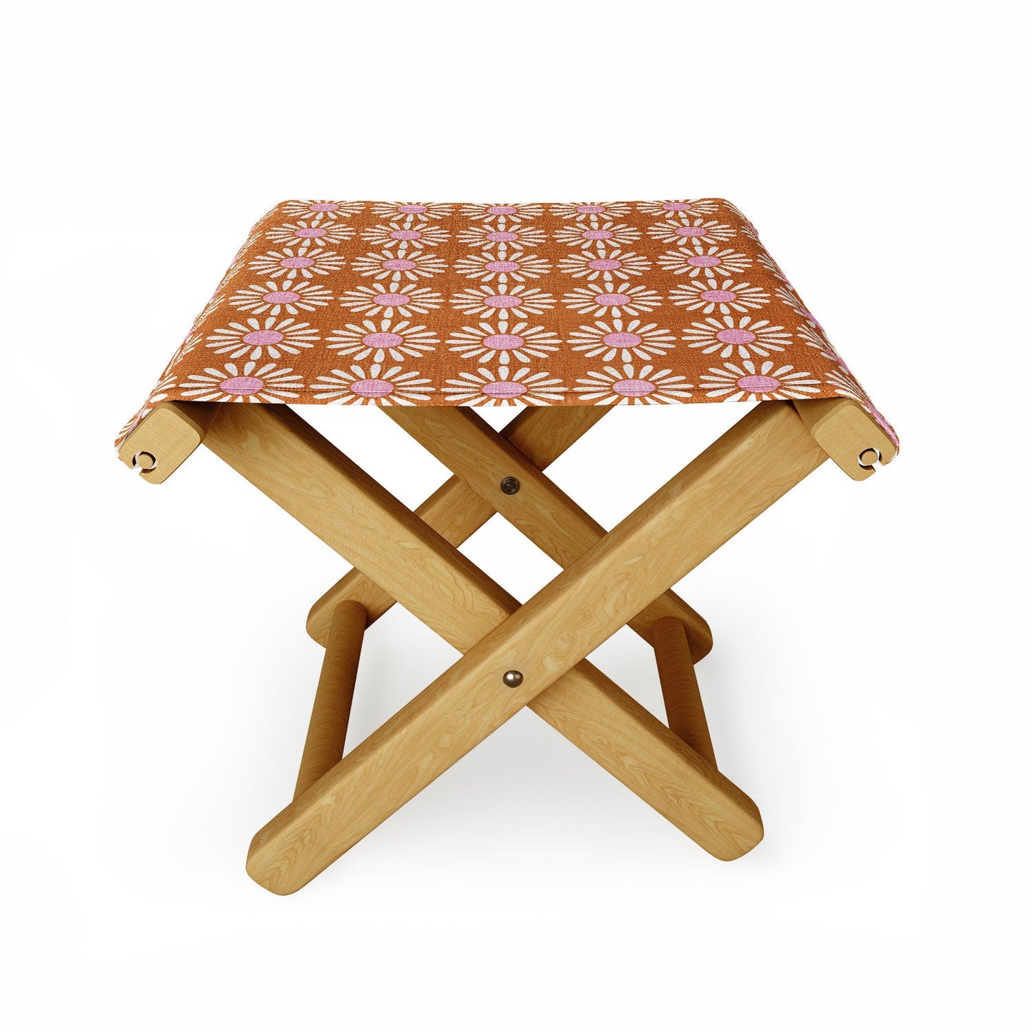 Schatzi Brown Retro Jumbo Daisy Orange Folding Stool