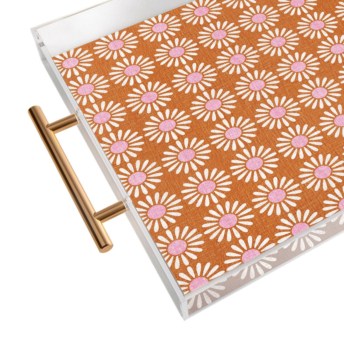 Schatzi Brown Retro Jumbo Daisy Orange Acrylic Tray