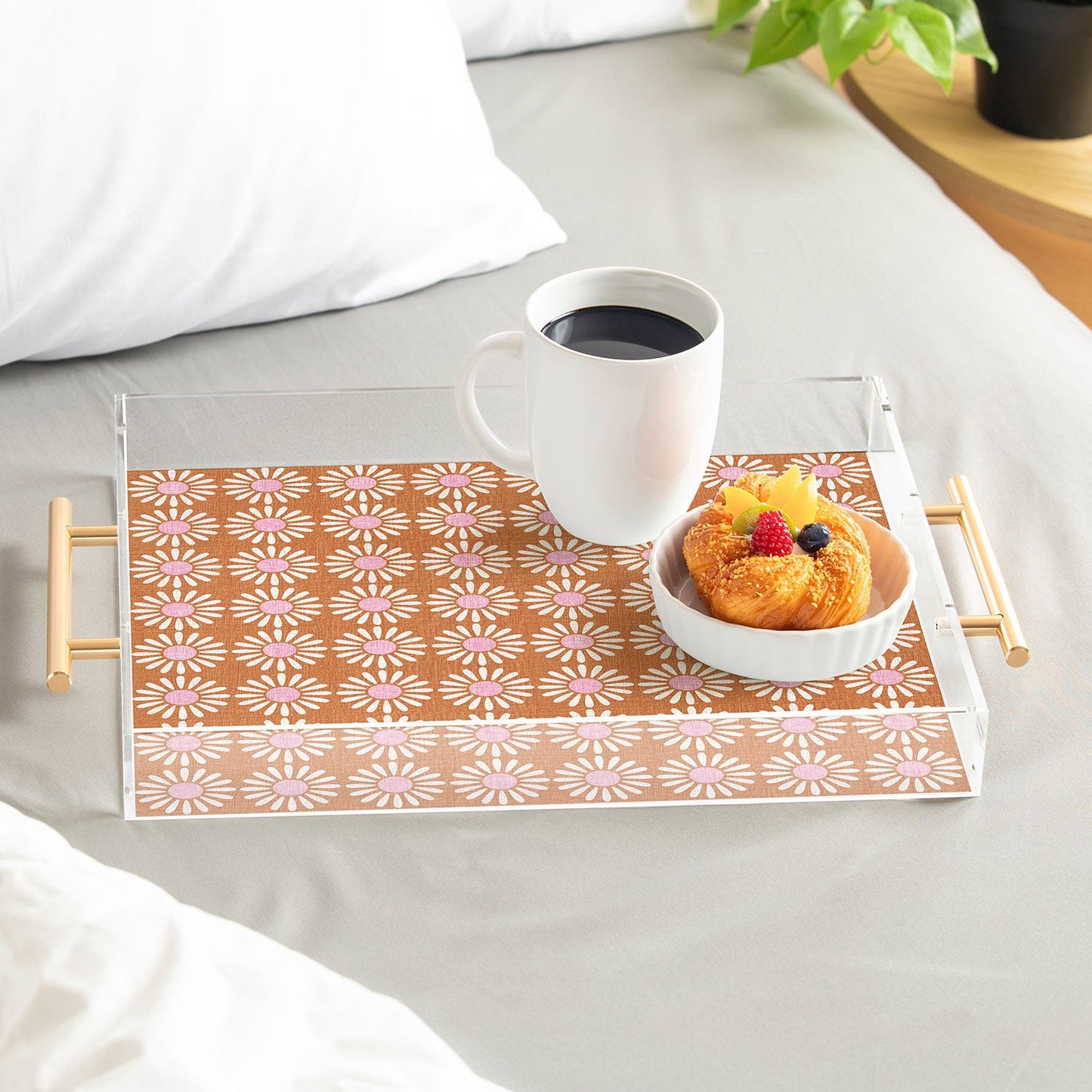 Schatzi Brown Retro Jumbo Daisy Orange Acrylic Tray