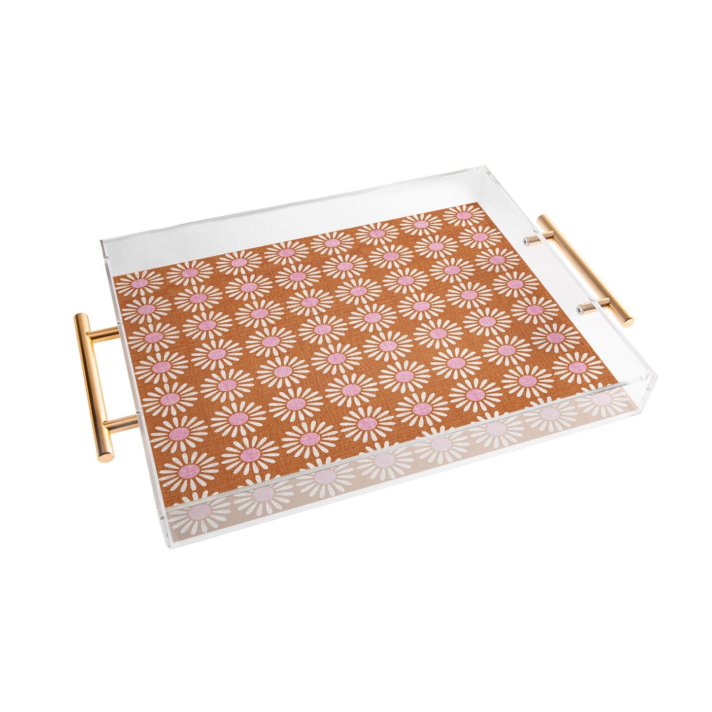 Schatzi Brown Retro Jumbo Daisy Orange Acrylic Tray