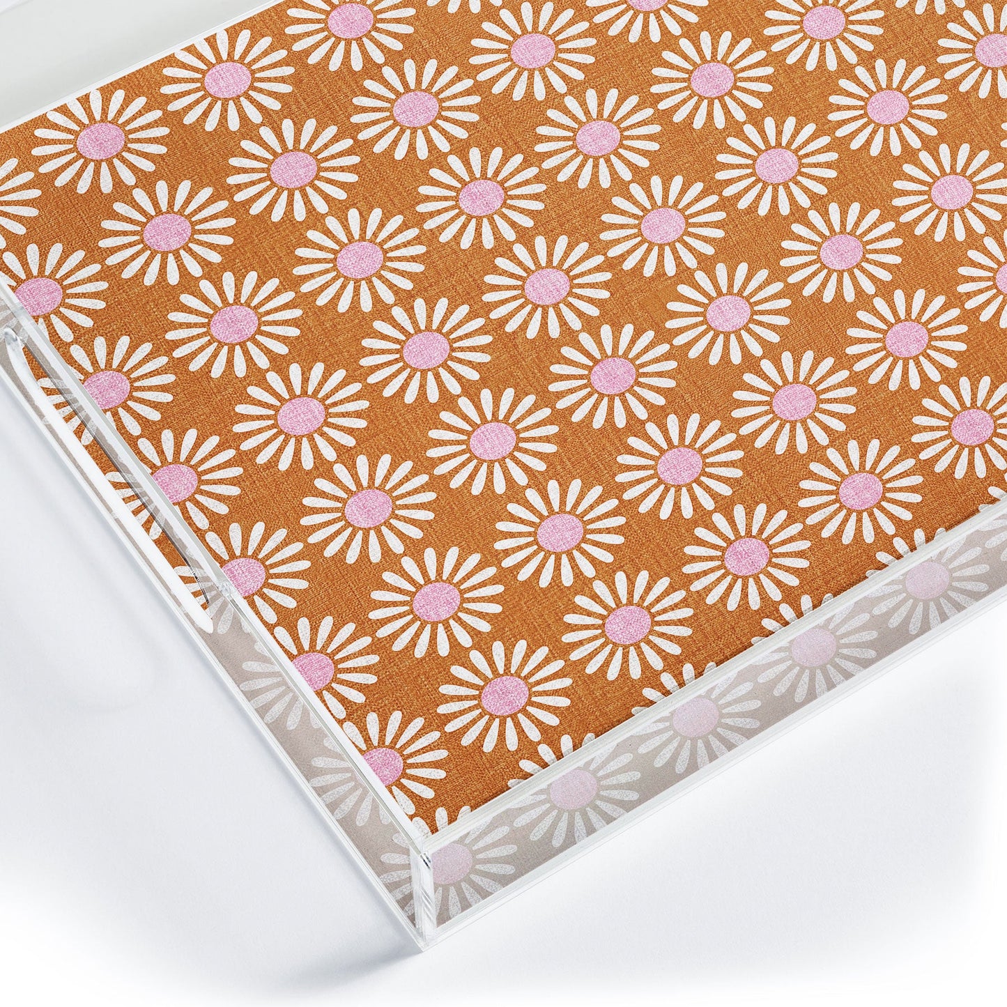 Schatzi Brown Retro Jumbo Daisy Orange Acrylic Tray