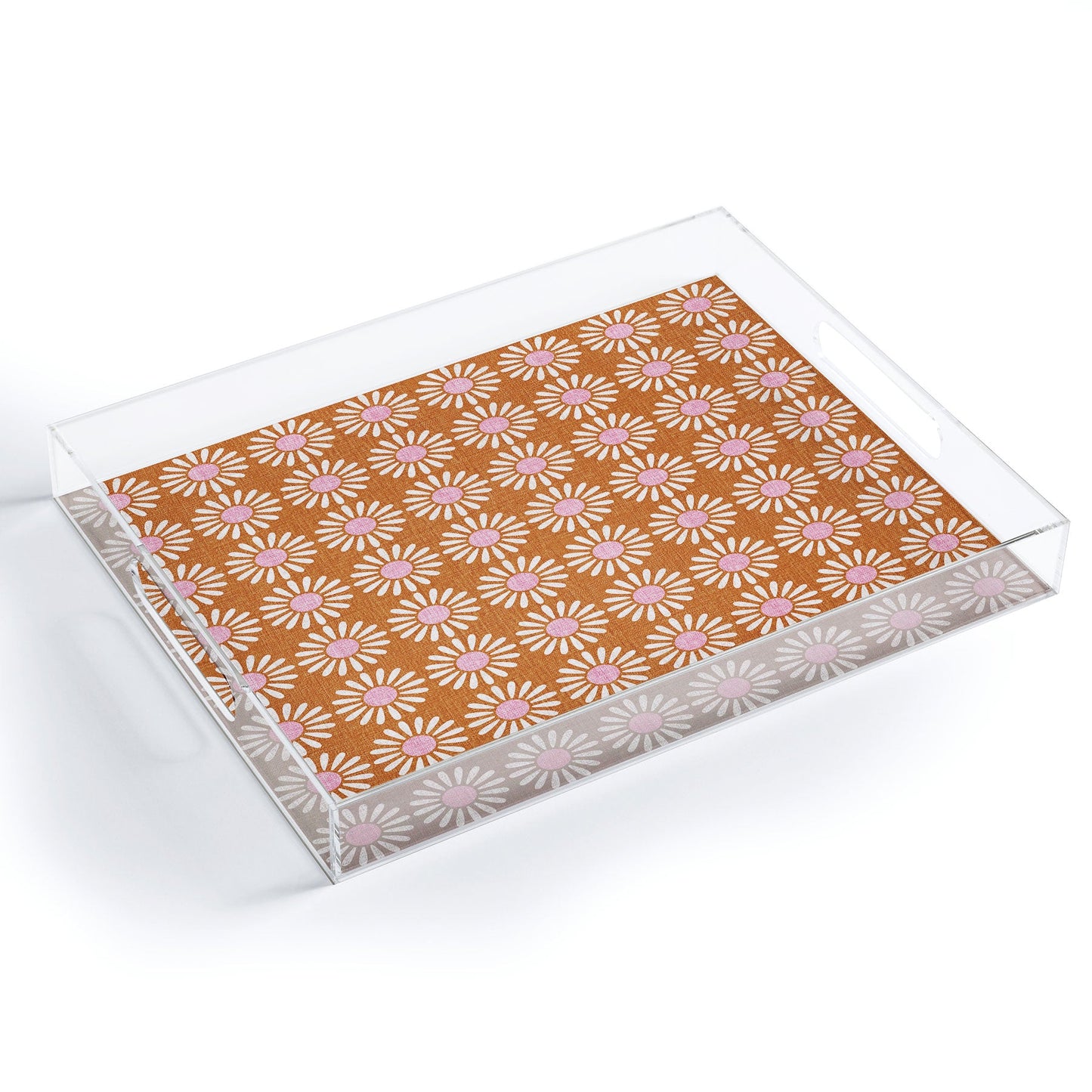 Schatzi Brown Retro Jumbo Daisy Orange Acrylic Tray