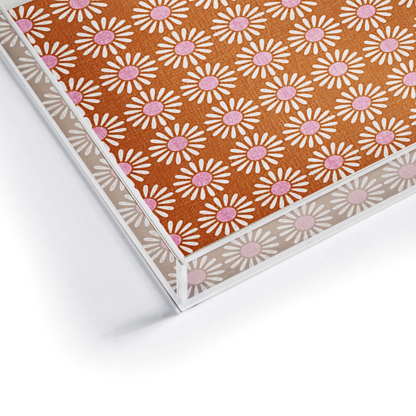 Schatzi Brown Retro Jumbo Daisy Orange Acrylic Tray