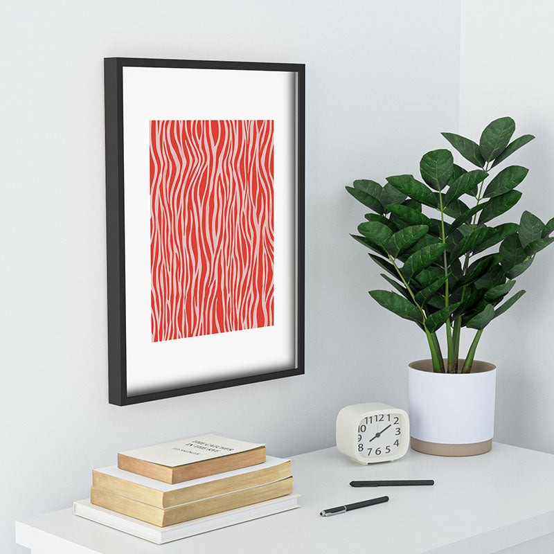 Avenie BR Red Zebra Stripe Recessed Framing Rectangle