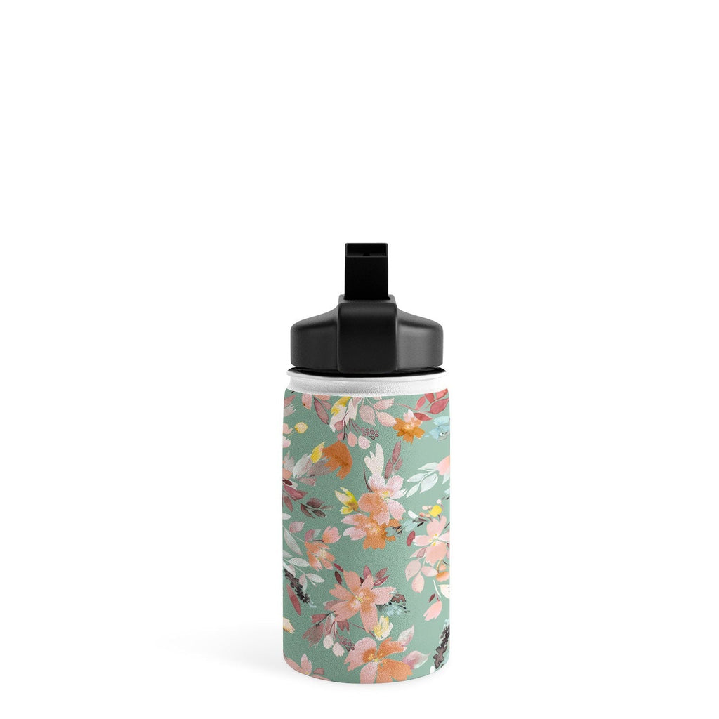 Ninola Design Botanic Retreat Floral Oleander Whimsical Teal Green Water Bottle