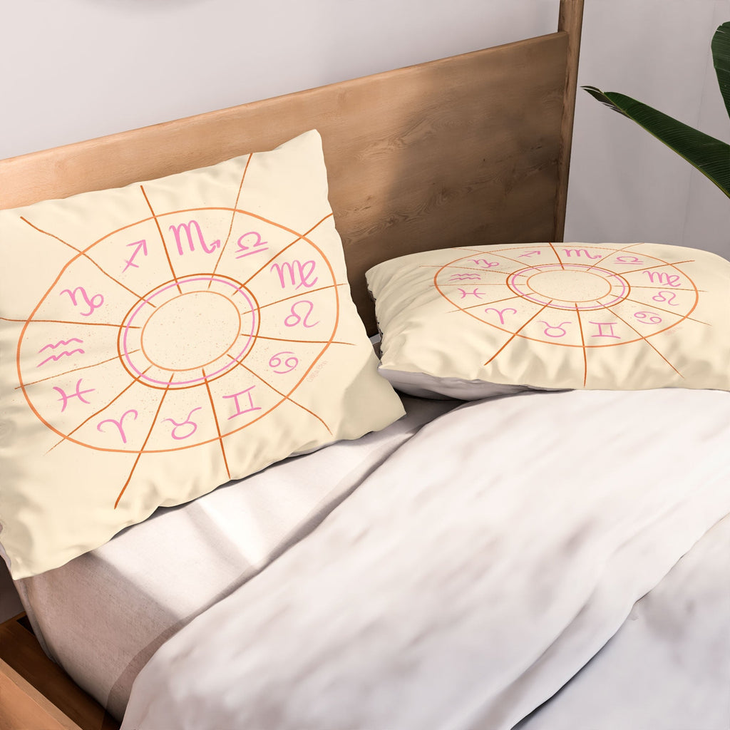 Little Om Zodiac Signs cream Pillow Shams