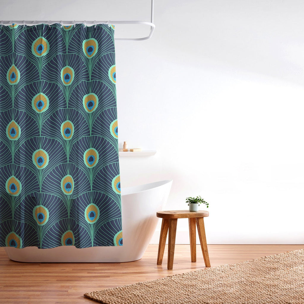 Design by Spark Peacock Deco Feathers Shower Curtain