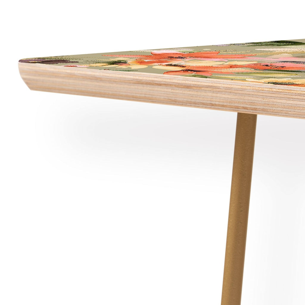 Ninola Design Botanic Retreat Painterly Tropical Flowers Sage Green Coffee Table