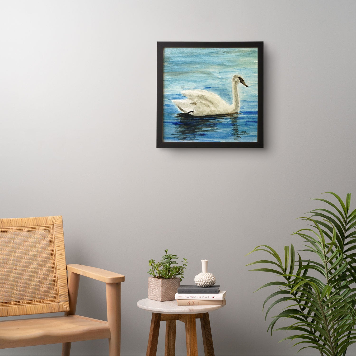 Seleneli_art swan I Framed Wall Art