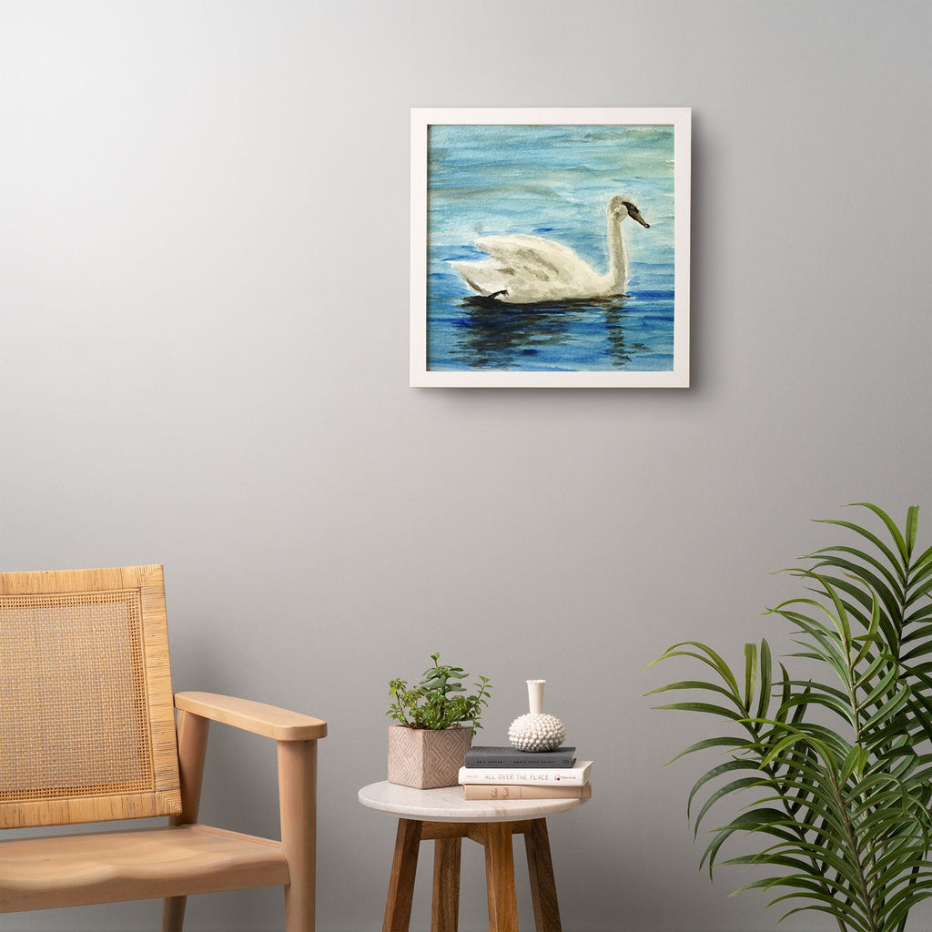 Seleneli_art swan I Framed Wall Art