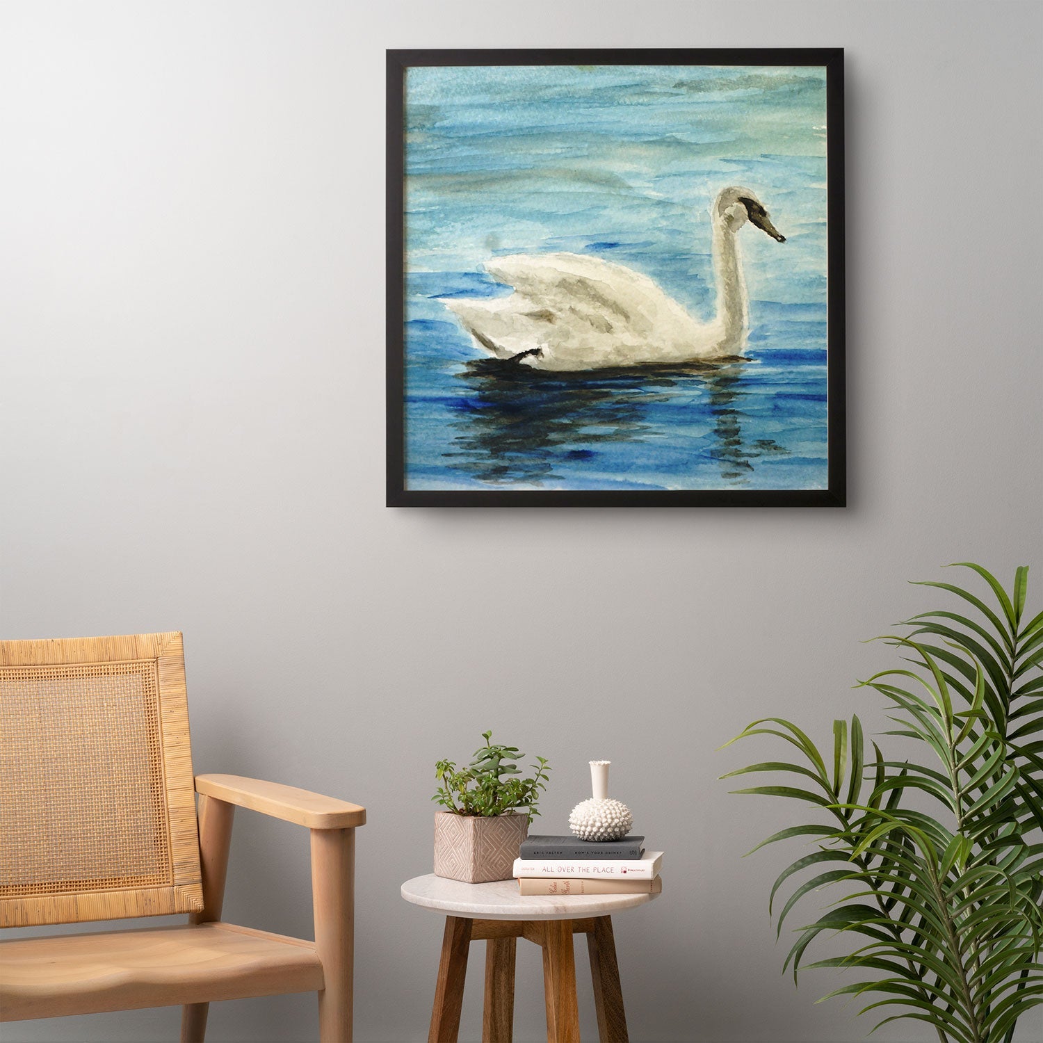 Seleneli_art swan I Framed Wall Art