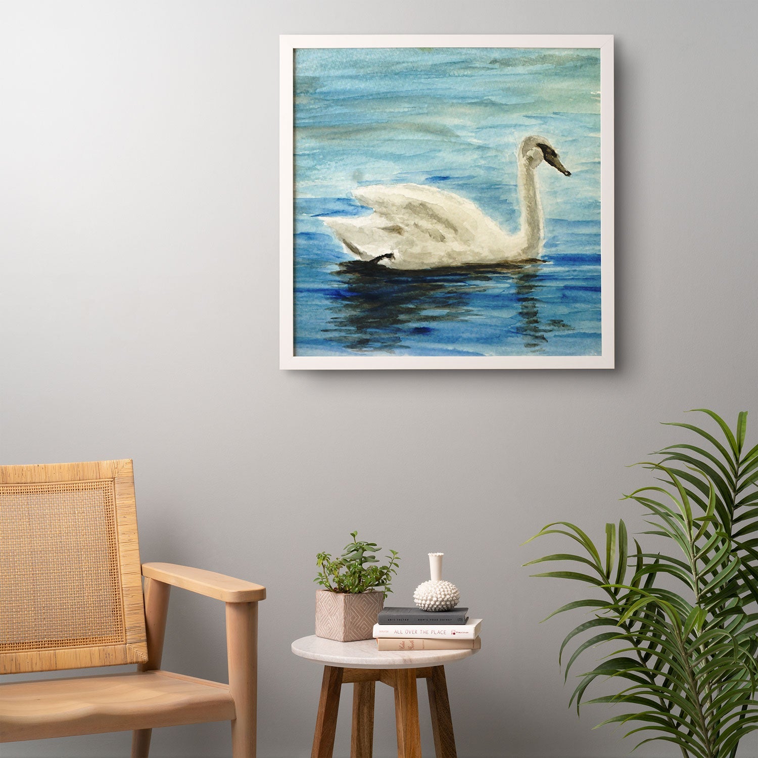 Seleneli_art swan I Framed Wall Art