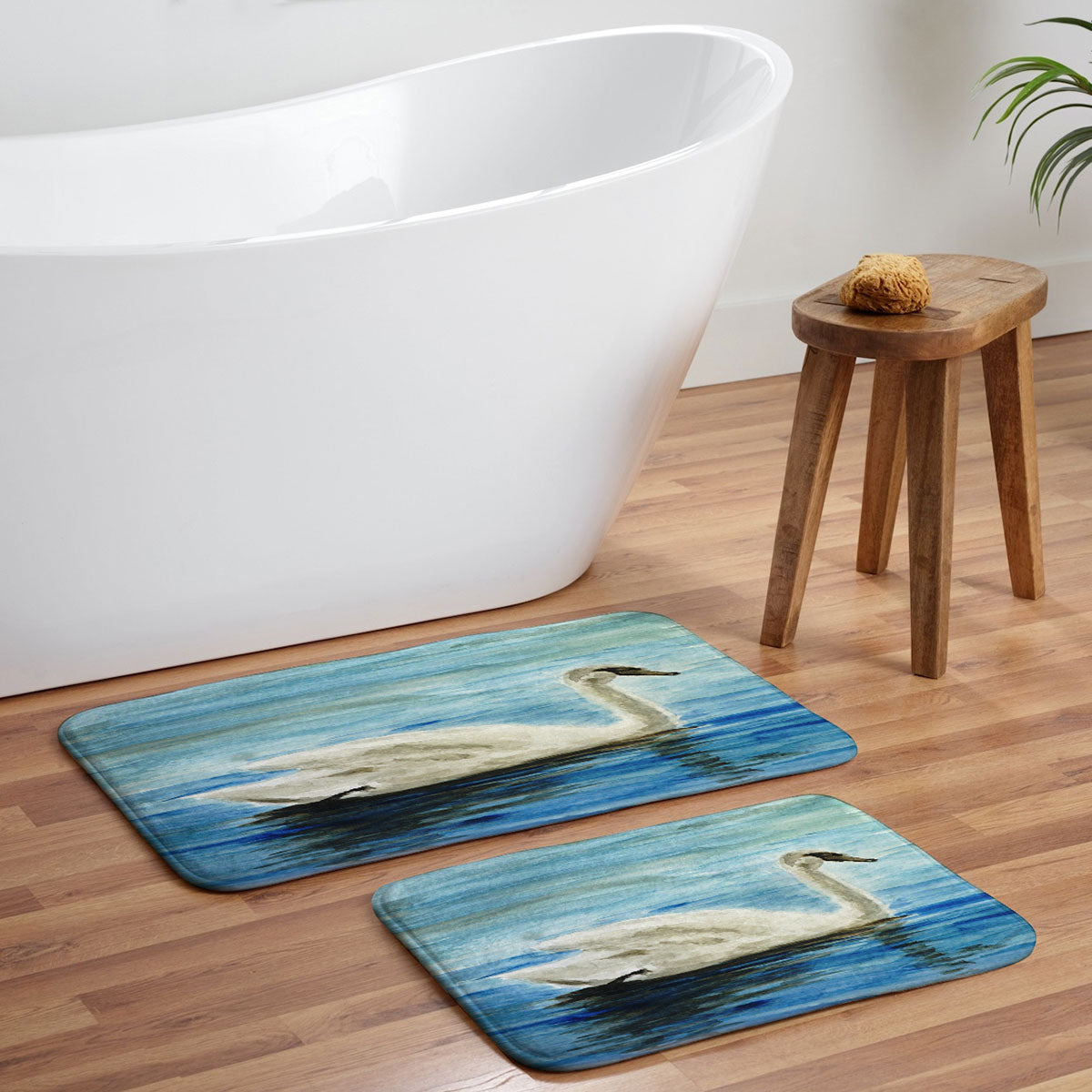 Seleneli_art swan I Memory Foam Bath Mat