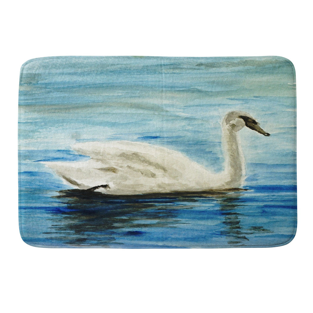 Seleneli_art swan I Memory Foam Bath Mat