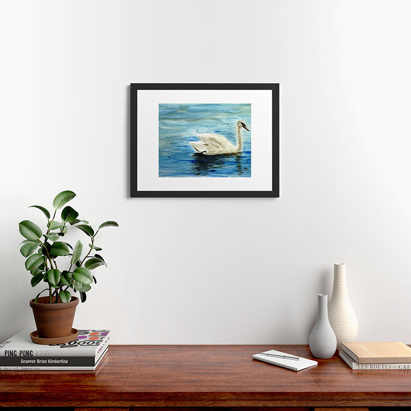 Seleneli_art swan I Framed Art Print
