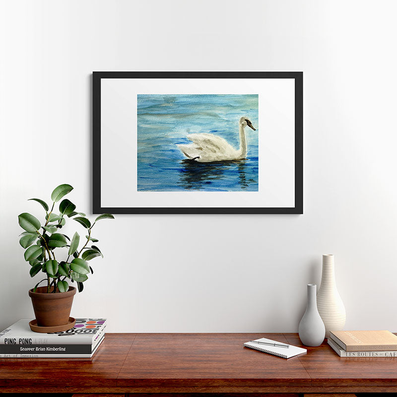 Seleneli_art swan I Framed Art Print