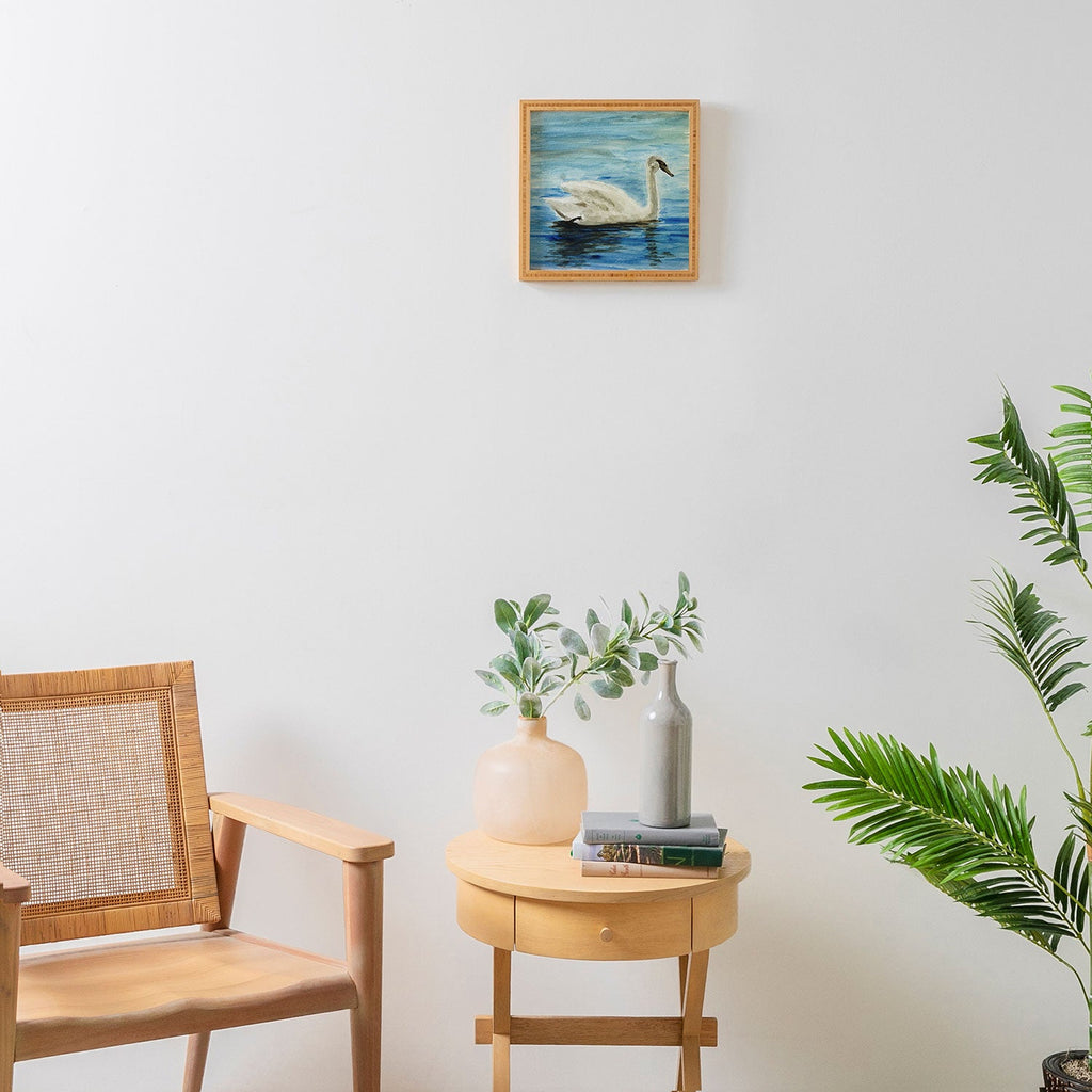 Seleneli_art swan I Framed Wall Art