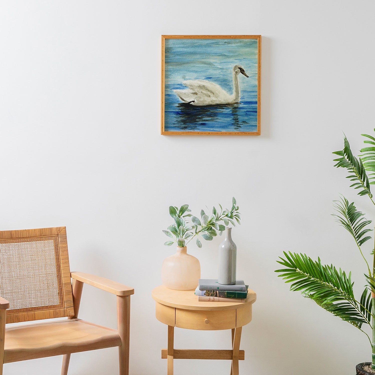 Seleneli_art swan I Framed Wall Art